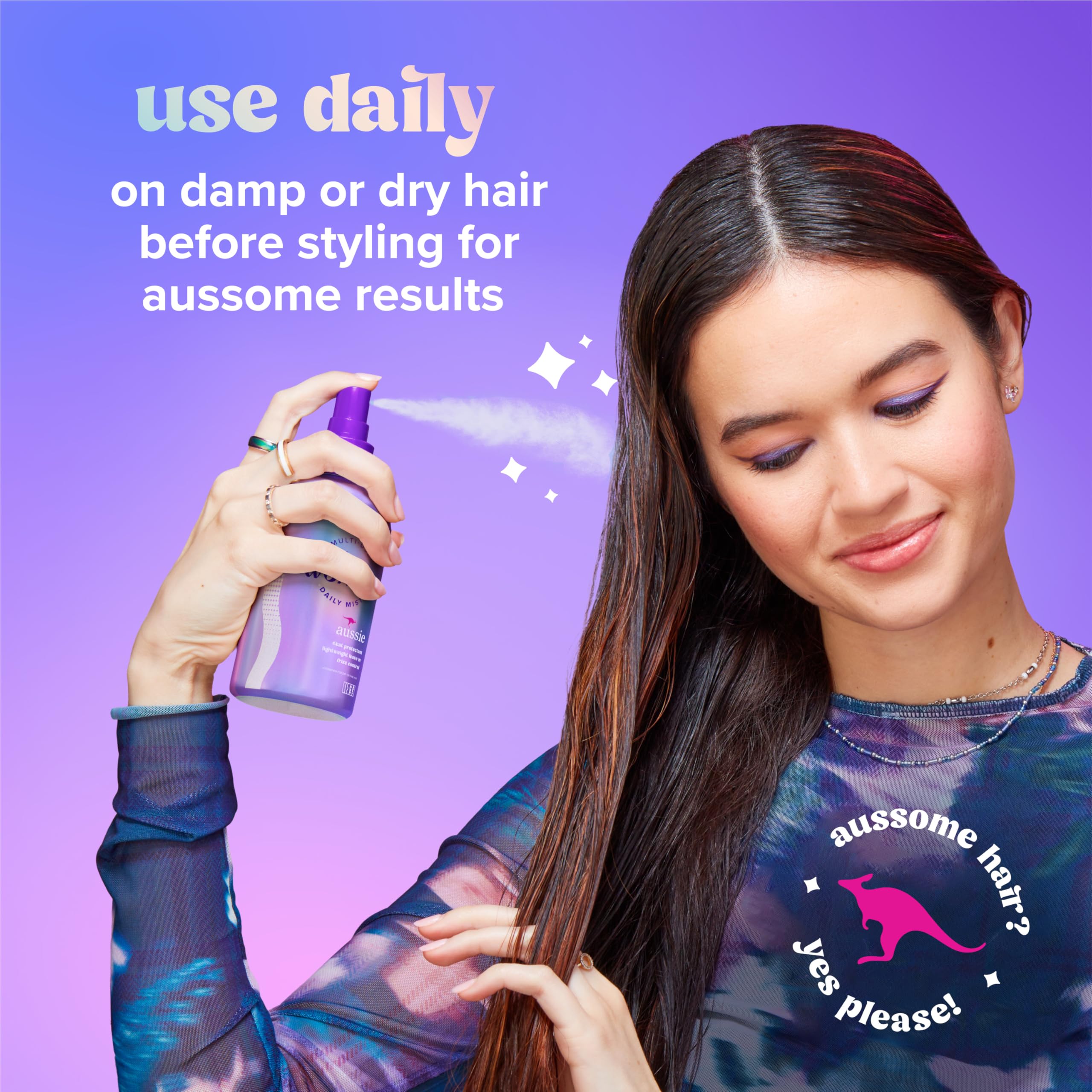 Shiny, frizz-controlled hair after daily mist application.