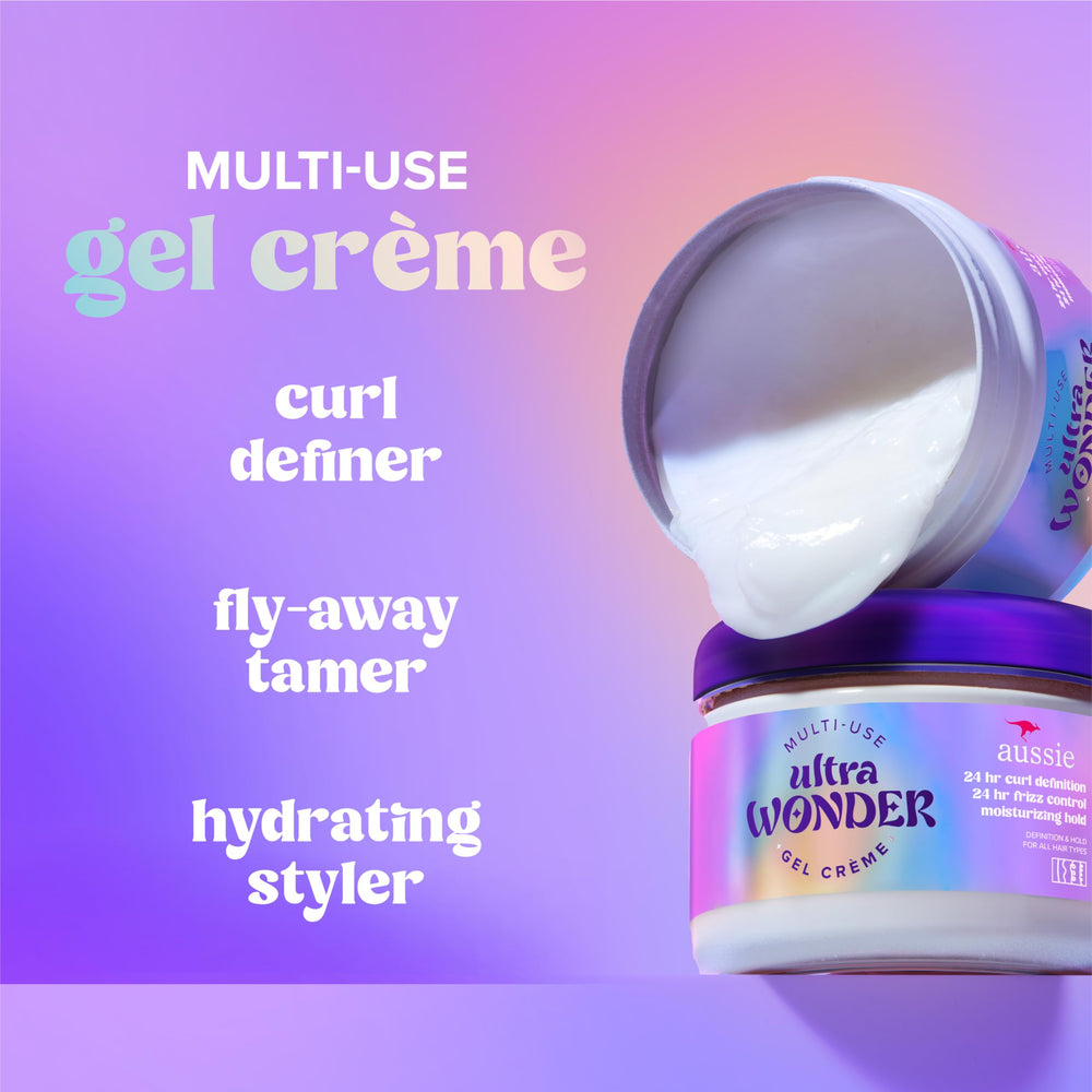 Finger application of Aussie Ultra Wonder Gel Crème for flexible hold