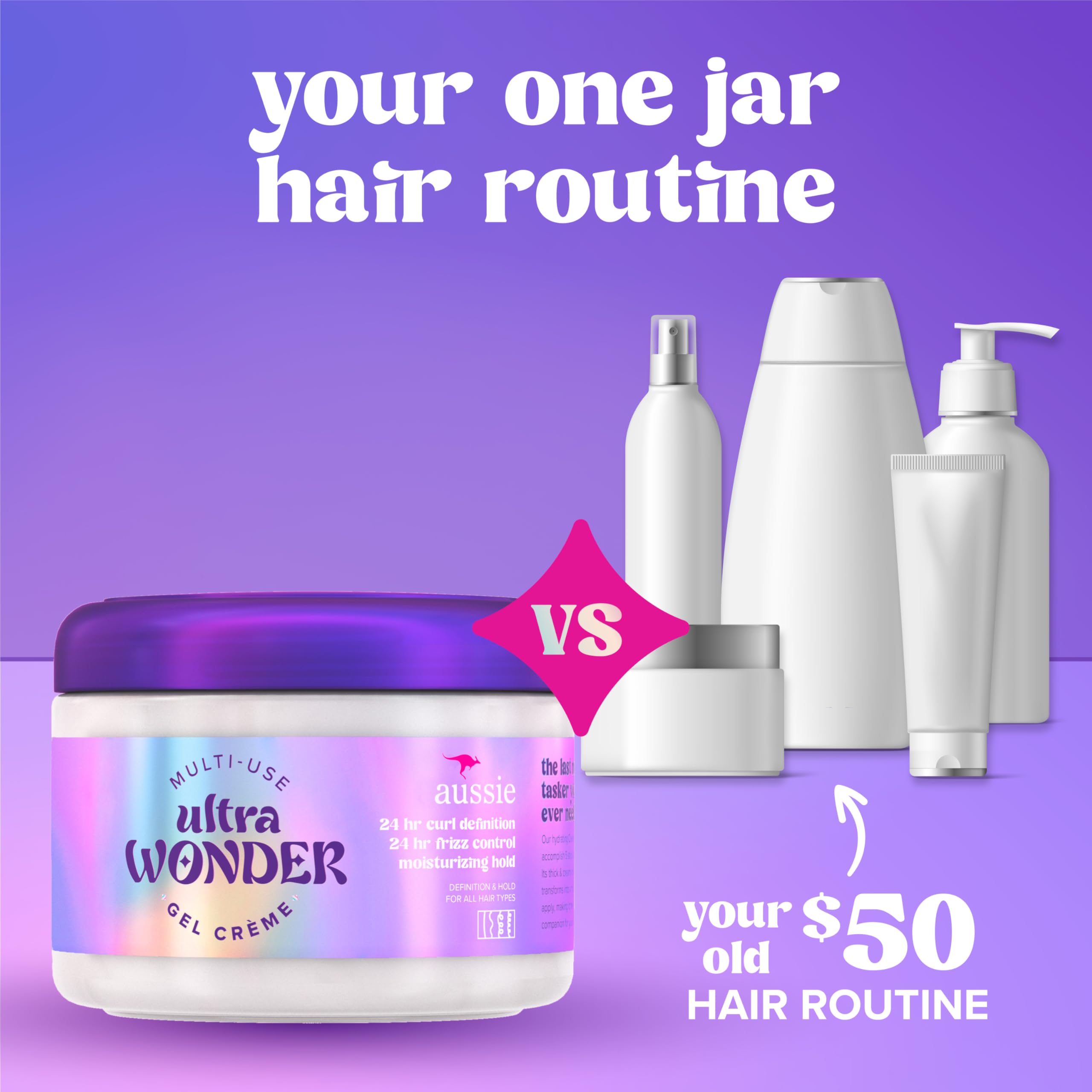 Fly-away taming with Aussie Ultra Wonder Gel Crème for smooth strands