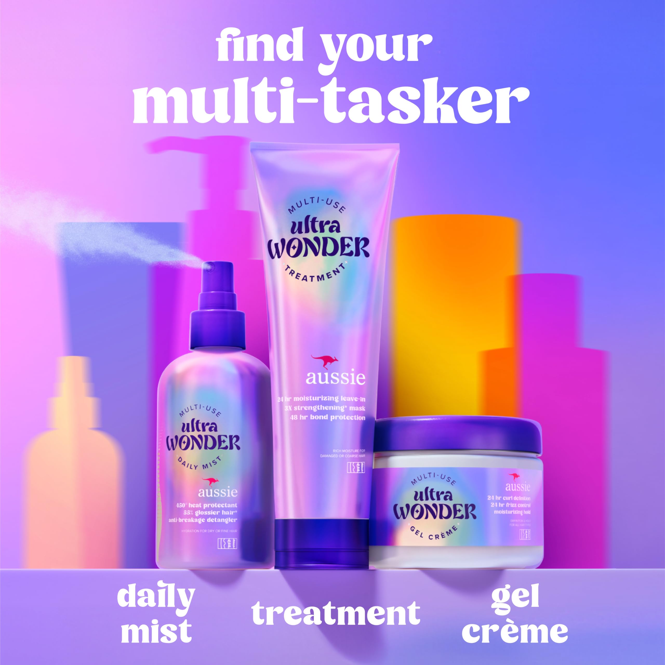 Slick-back style achieved with Aussie Ultra Wonder Gel Crème