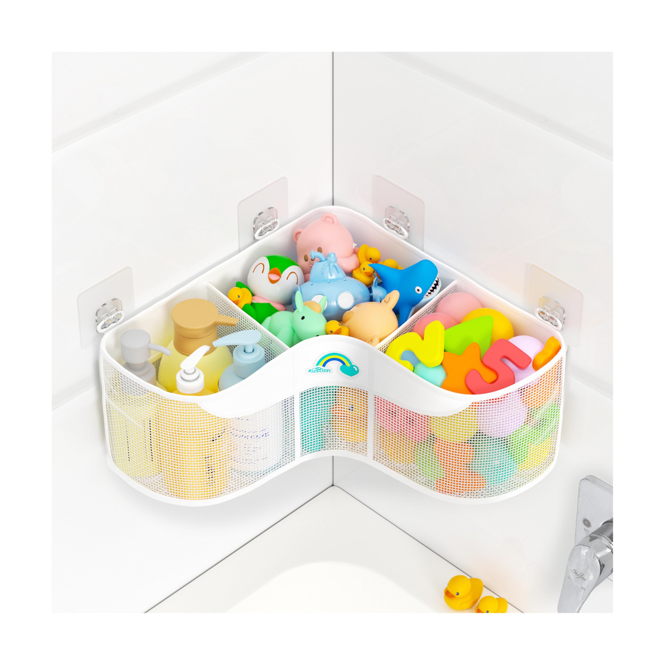Austion corner bath toy storage with open pockets for easy access