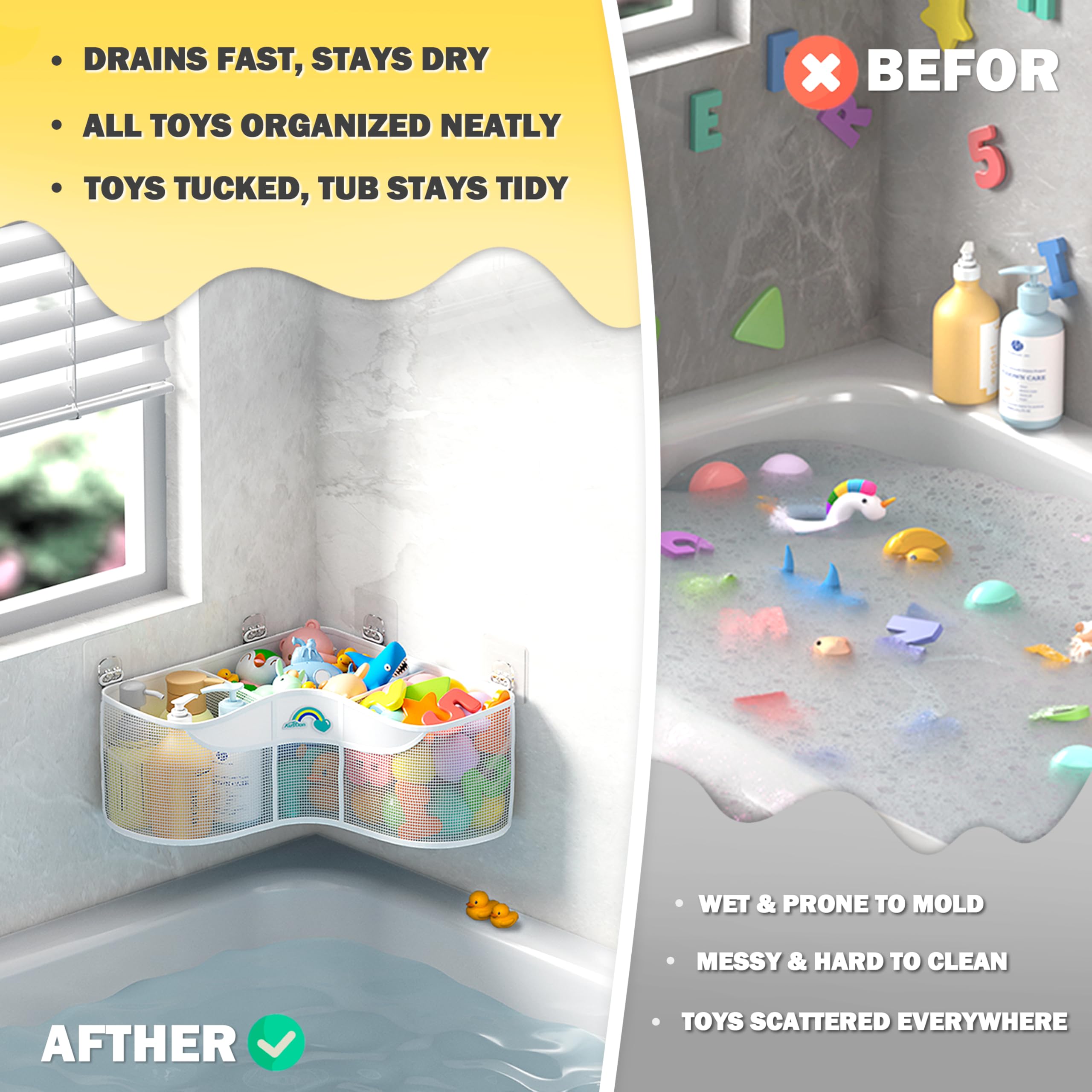 Austion corner adhesive hooks keep the organizer securely in place