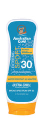 Australian Gold Extreme Sport sunscreen lotion bottle ready for outdoor adventures with SPF 30.