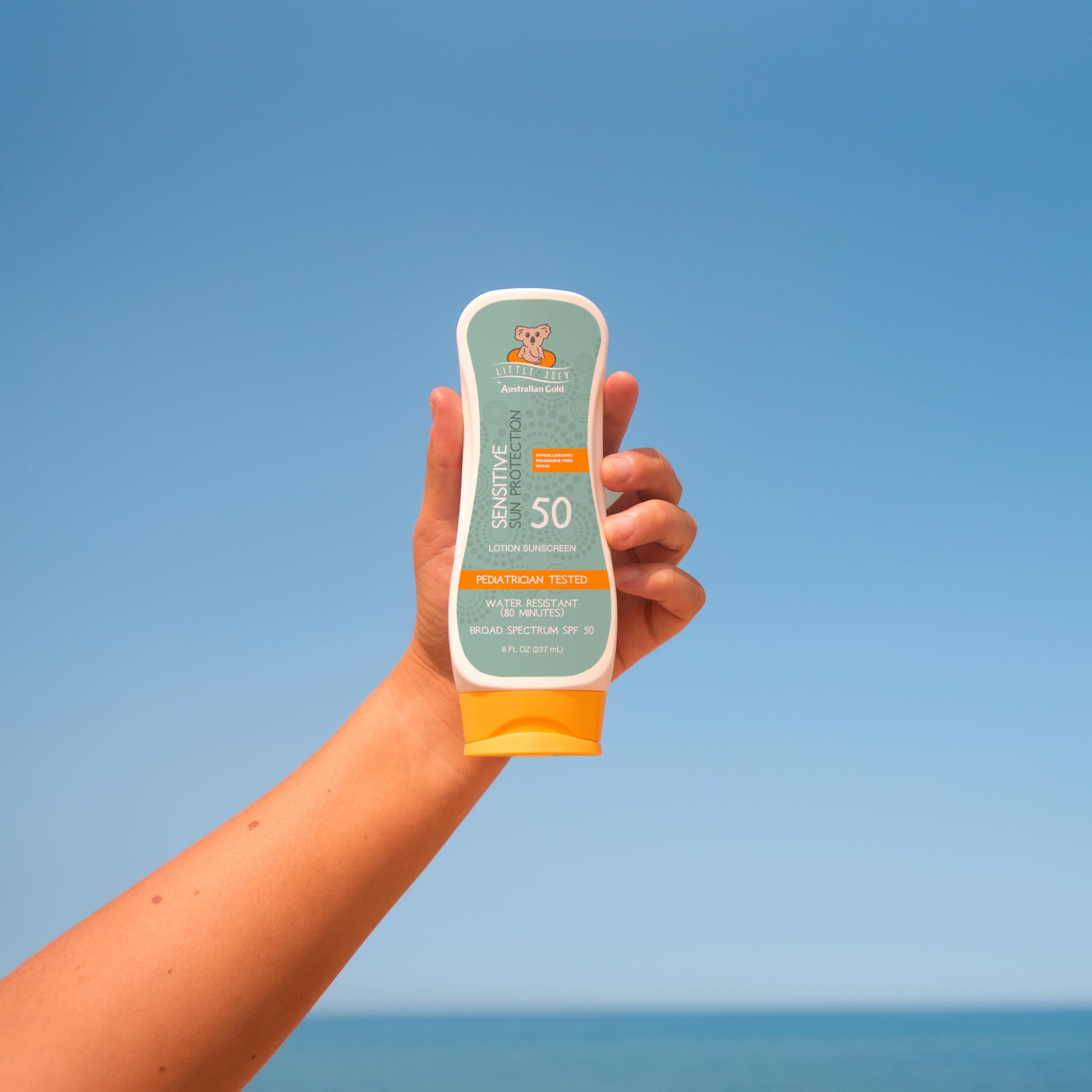 Australian Gold Little Joey sunscreen is water resistant for pool days
