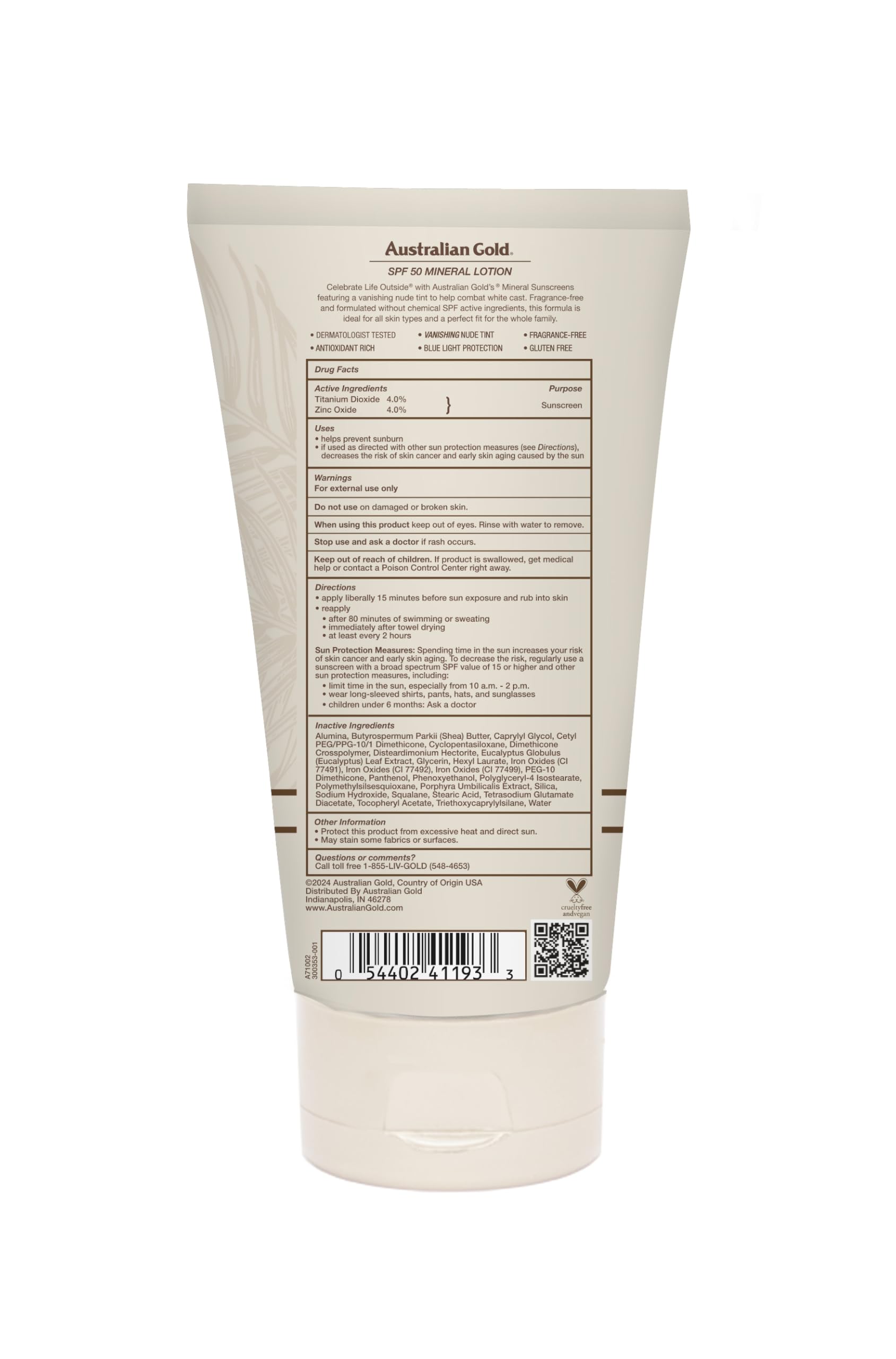 Australian Gold SPF 50 Mineral Sunscreen Broad-spectrum protection for outdoor days