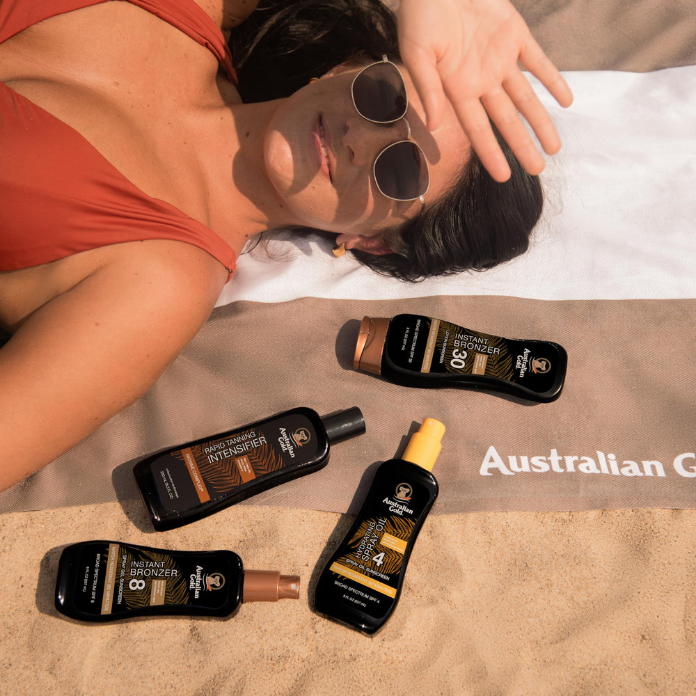 Australian Gold SPF 8 sunblock offers lightweight protection with tint.