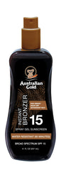 Australian Gold Spray Gel SPF 15 bottle pump for easy, controlled application and hydration.