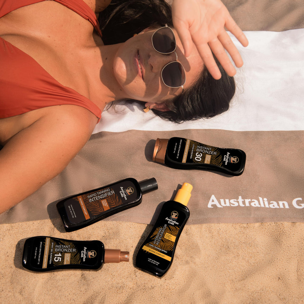 Australian Gold water resistant up to 80 minutes supports active days at pool or beach.