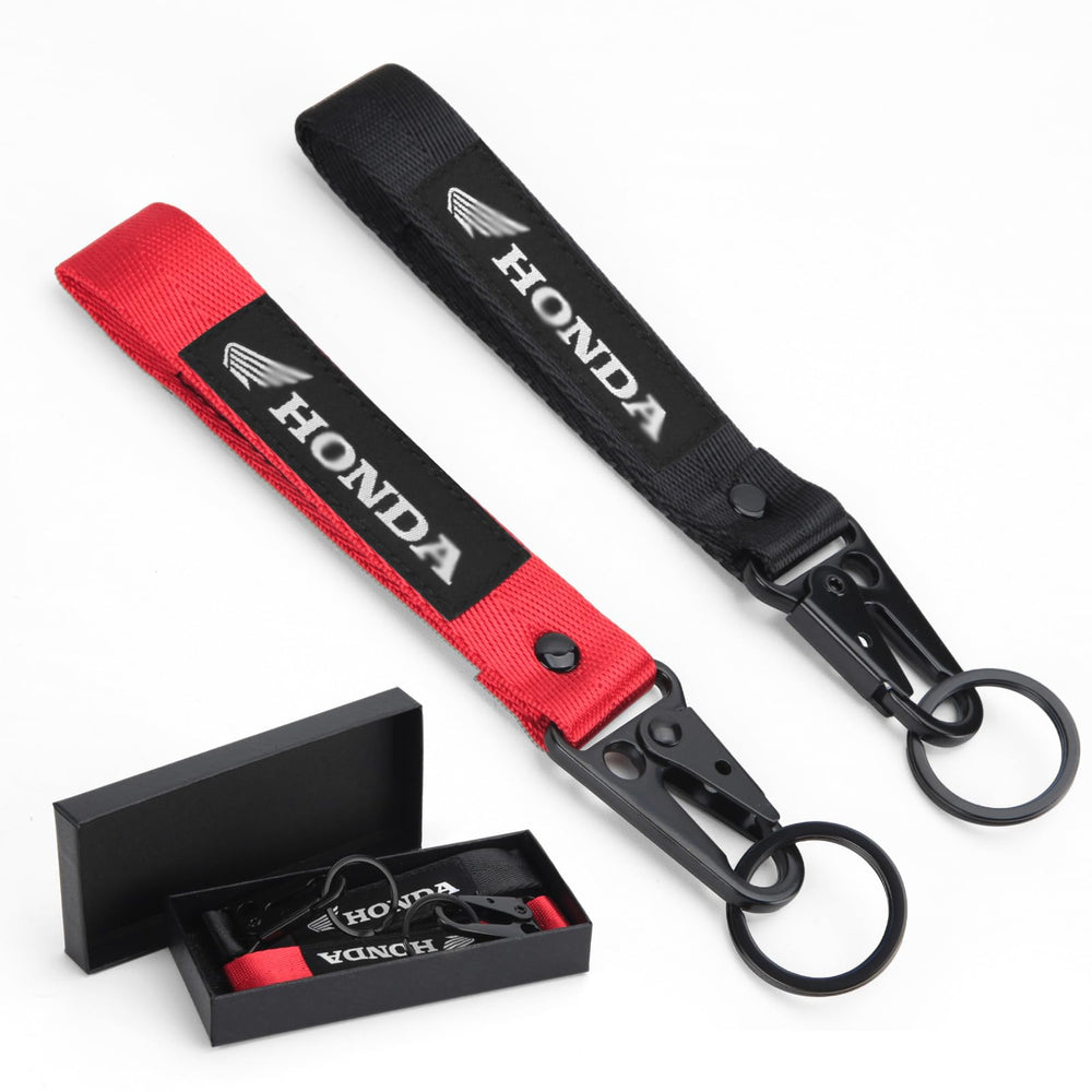 AUSZUOI fabric key chain in black and red for everyday bike keys.