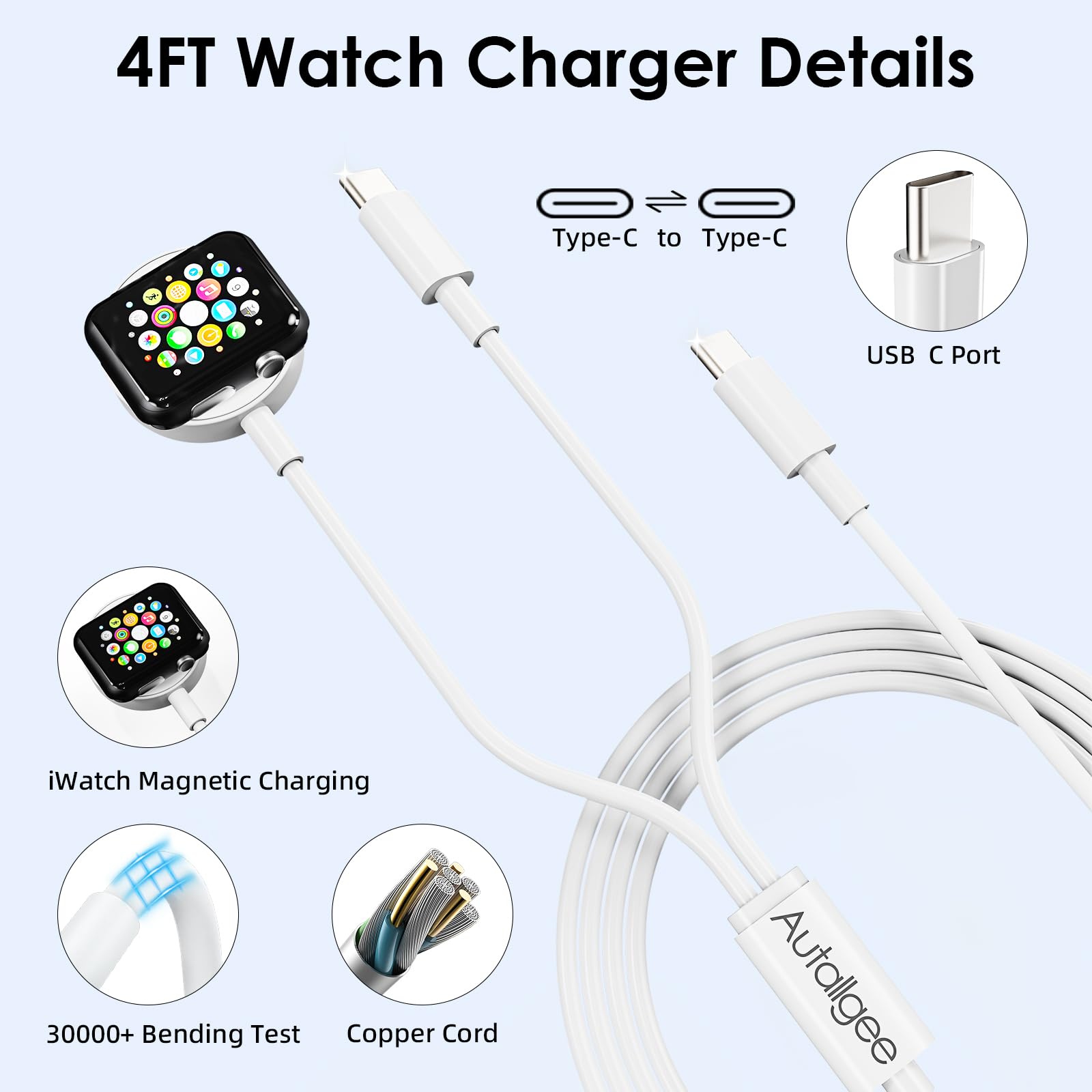 Autallgee compatibility covers iPhone, iPad, and Apple Watch for seamless charging