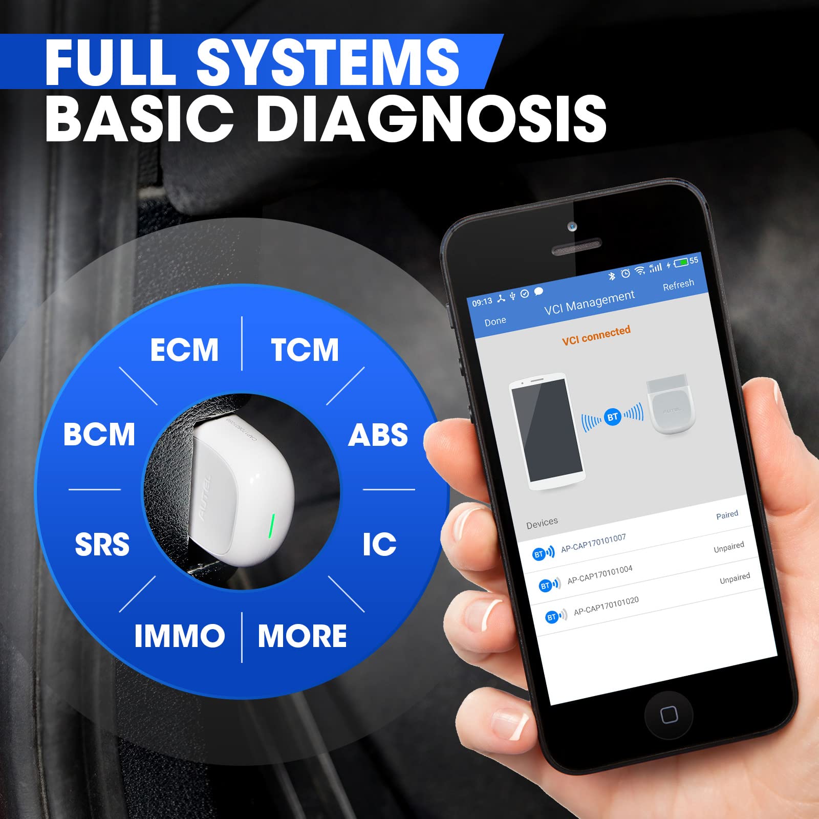 Autel AP200 autoVIN scan identifies the vehicle quickly for diagnostics