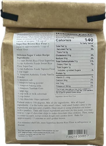 Authentic Foods Superfine Brown Rice Flour in a bowl highlighting smooth batter and even crumb.
