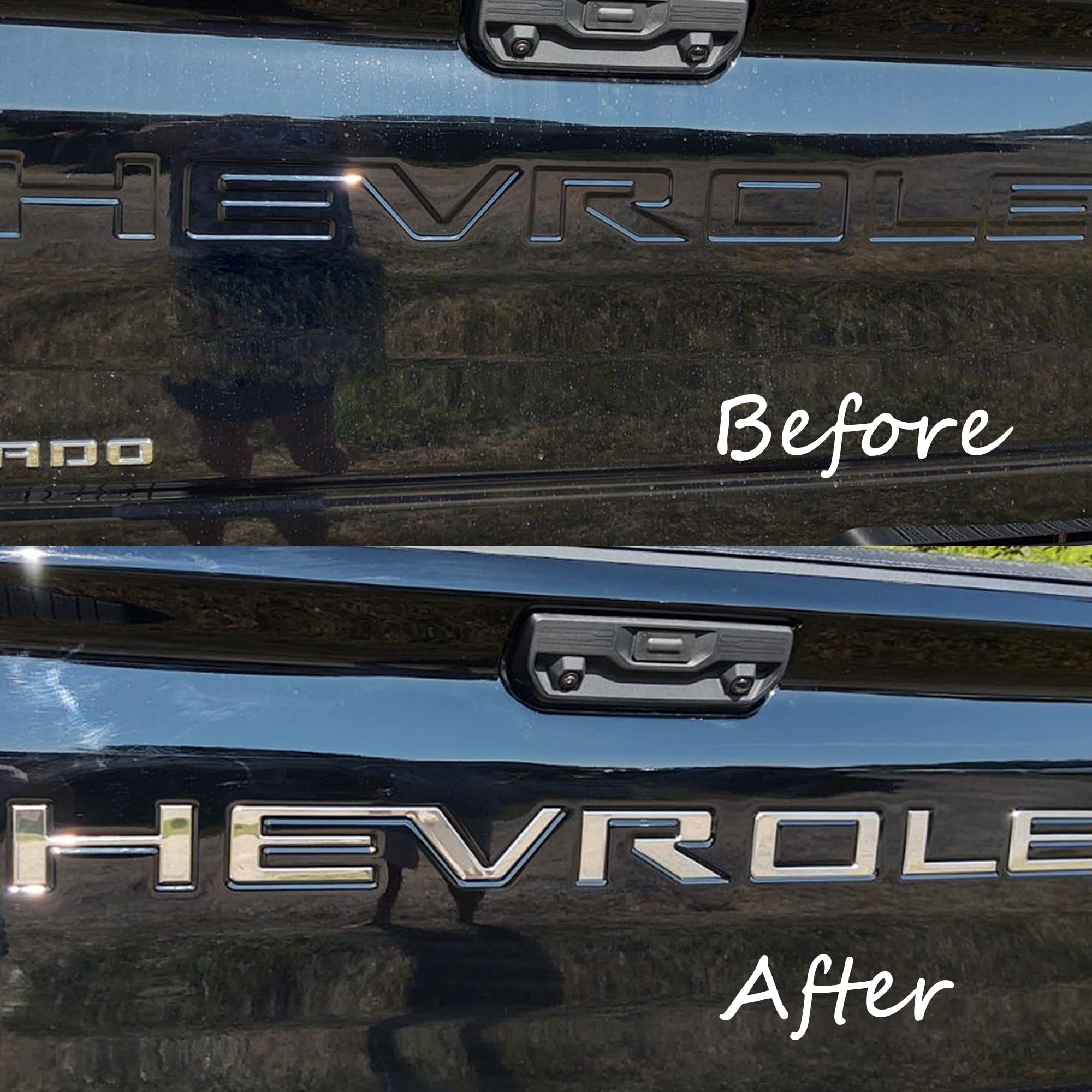 Auto Safety chrome tailgate emblem with adhesive backing for durable grip.