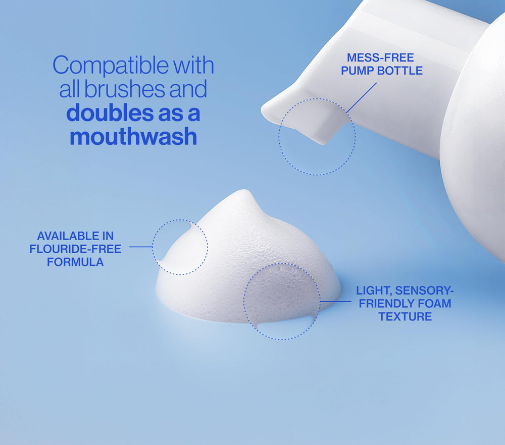 Autobrush foaming toothpaste with kid-friendly lather for thorough cleaning.
