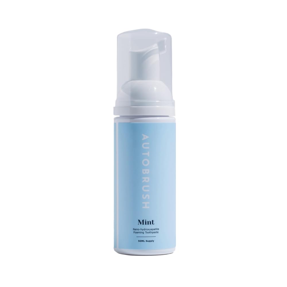 Autobrush mint fluoride-free toothpaste pack front for adults, travel-ready.