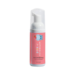 Autobrush fluoride-free strawberry toothpaste bottle pump for kids, quick and mess-free dispensing.