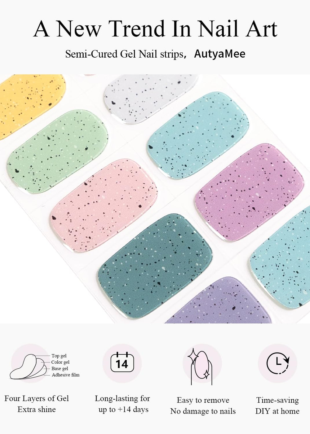 AutyaMee prep pads, nail file, and wooden stick for at-home manicure prep.