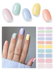 AutyaMee Semi-Cured Gel Nail Strips Colorful Sunshine box for at-home manicure.