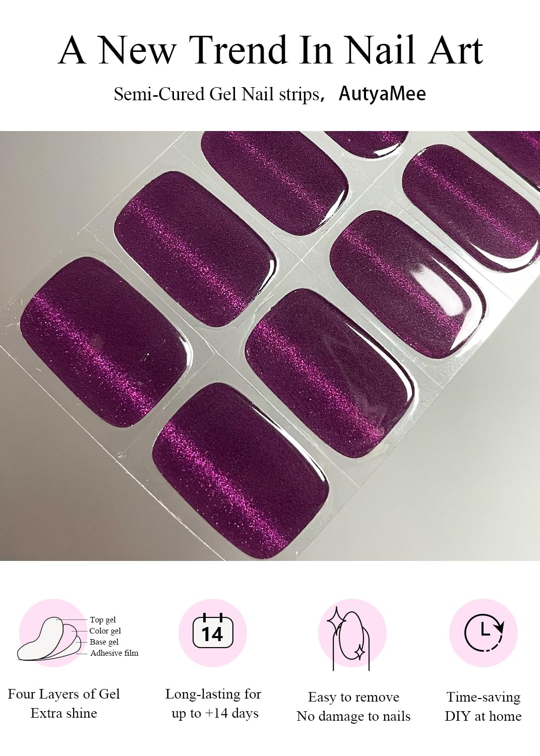 AutyaMee soft flexible gel strips ready for precise placement