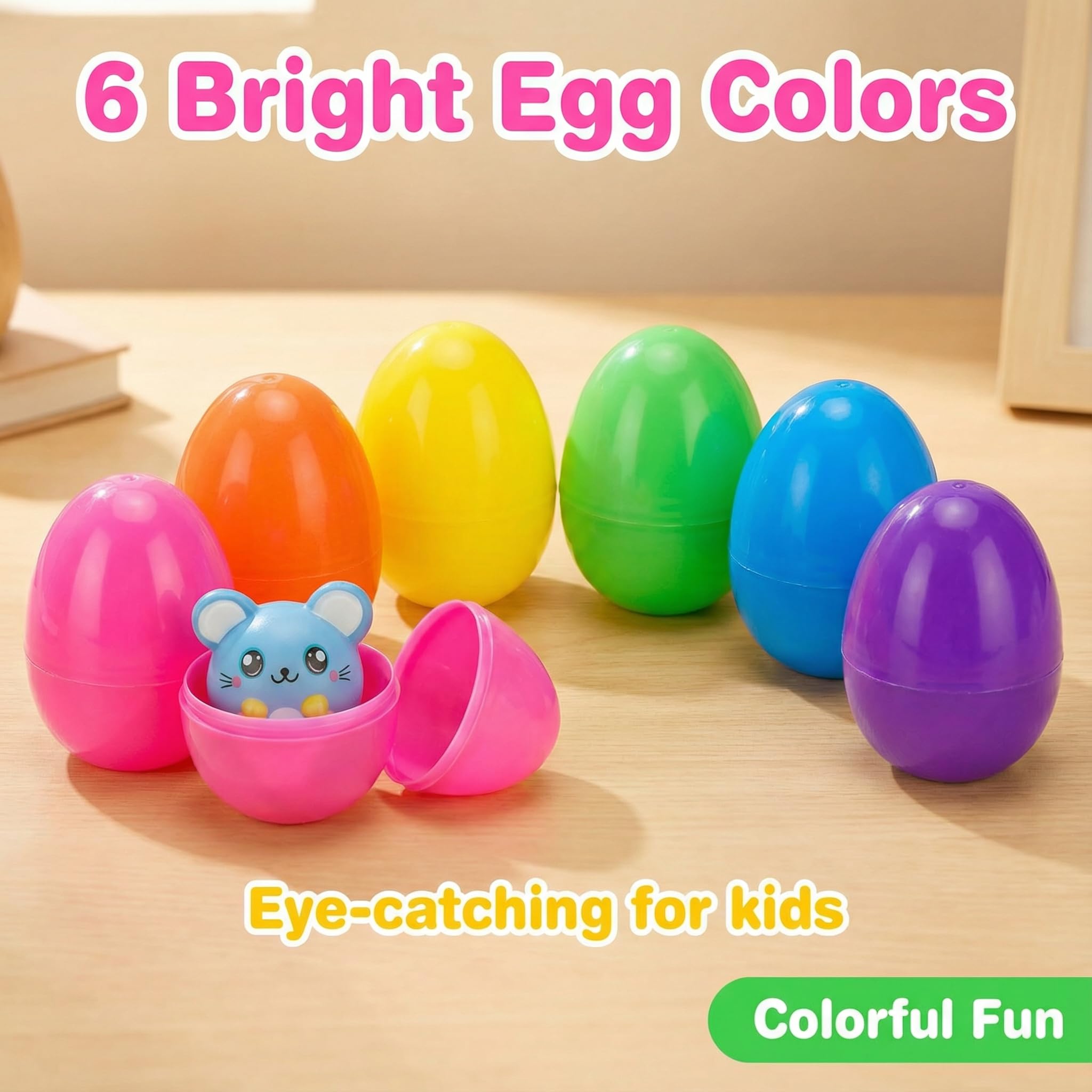 AUUGUU bright colored Easter eggs on display