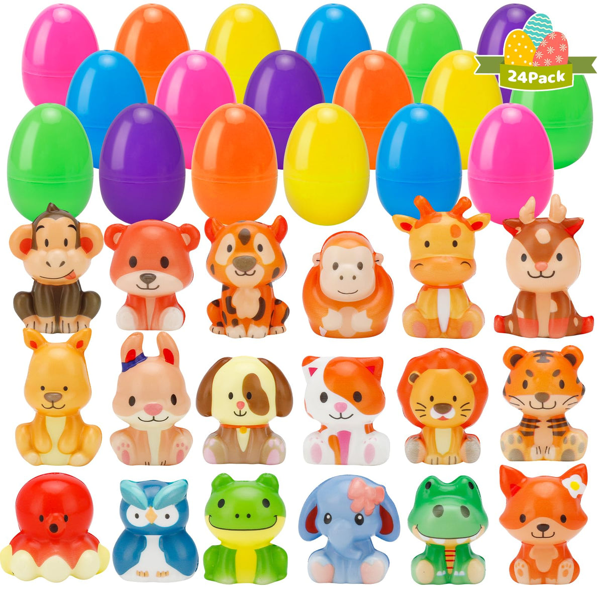 AUUGUU Easter eggs with animal squishies for fun Easter egg hunts