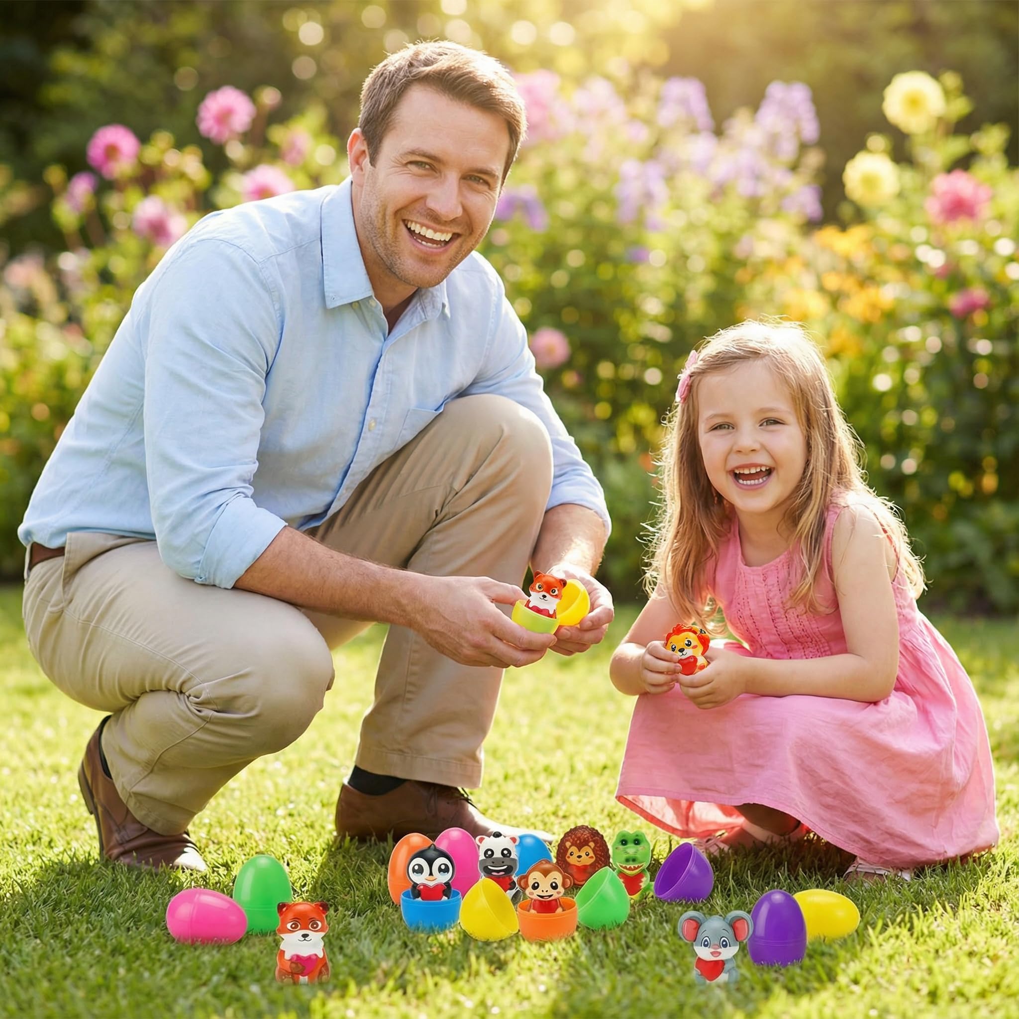 AUUGUU kids receiving eggs in a basket with sparkly colors and smiles