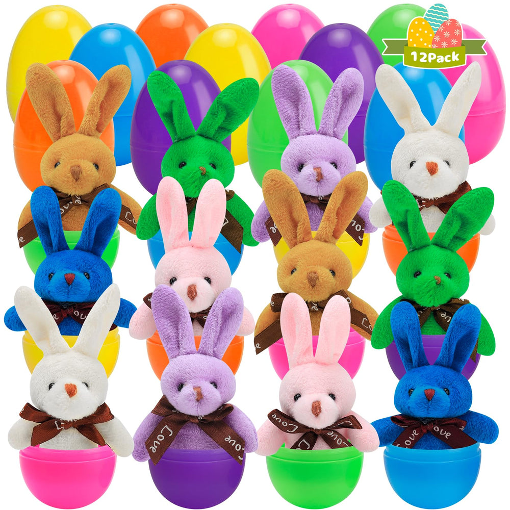 AUUGUU prefixed Easter egg with plush rabbit toy offers soft, safe surprise for kids.