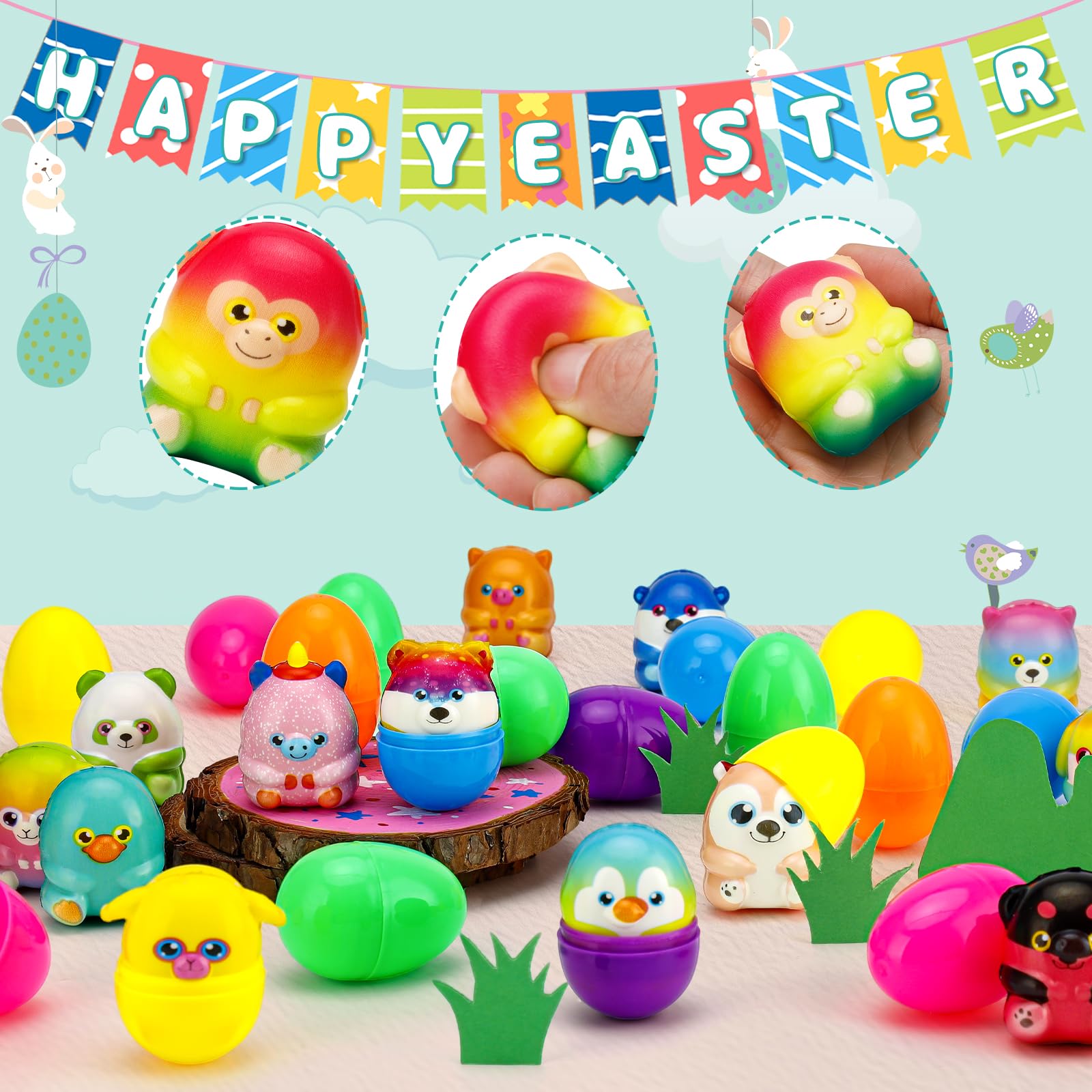 AUUGUU squishy animal toys inside eggs offer soft, safe play.