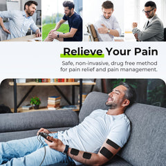 AUVON 3-in-1 TENS unit back view with slim profile.