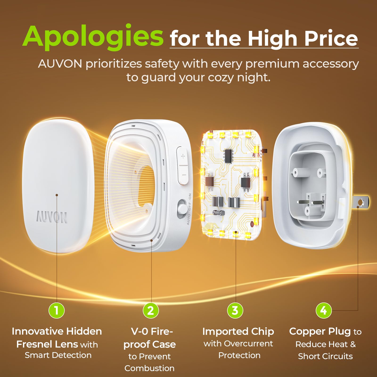 AUVON amber warm light adds cozy guidance in rooms.