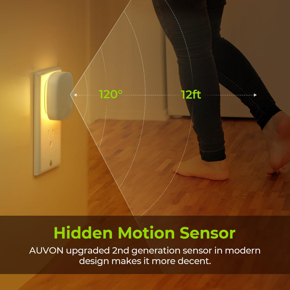 AUVON dimmable night light adjustable from 1 to 50 lumens for comfort.