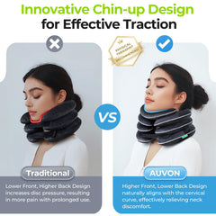 AUVON neck stretcher chin area highlights chin-up design for comfortable traction.