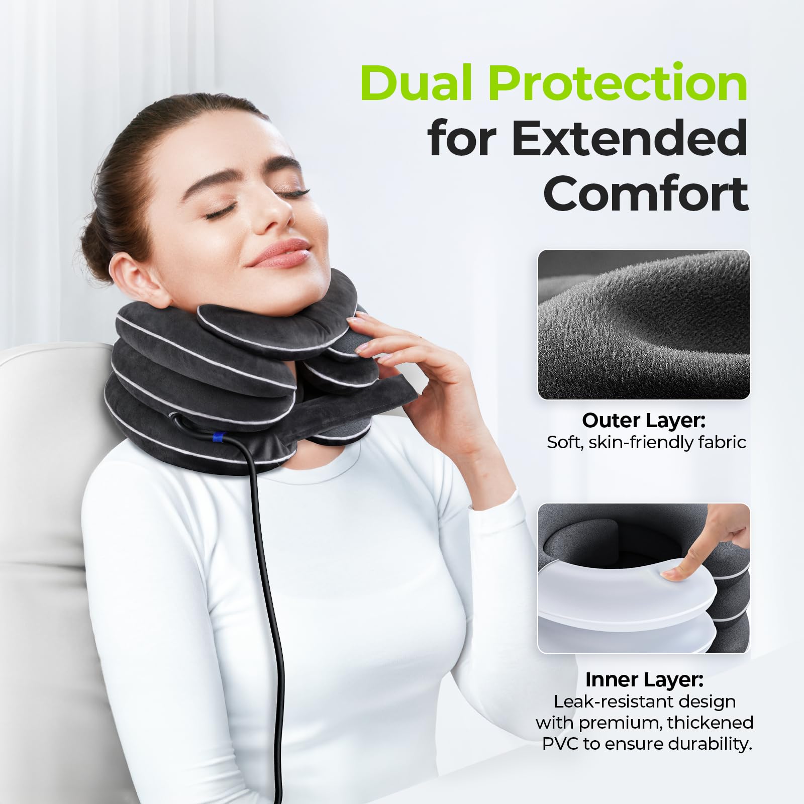 AUVON neck stretcher PVC and plush fabric delivers skin-friendly softness.