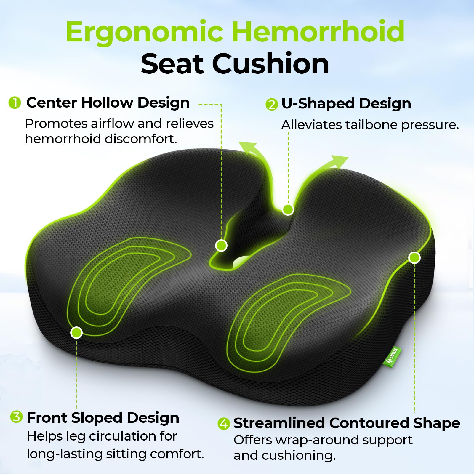 AUVON memory foam core thick and supportive for hip comfort