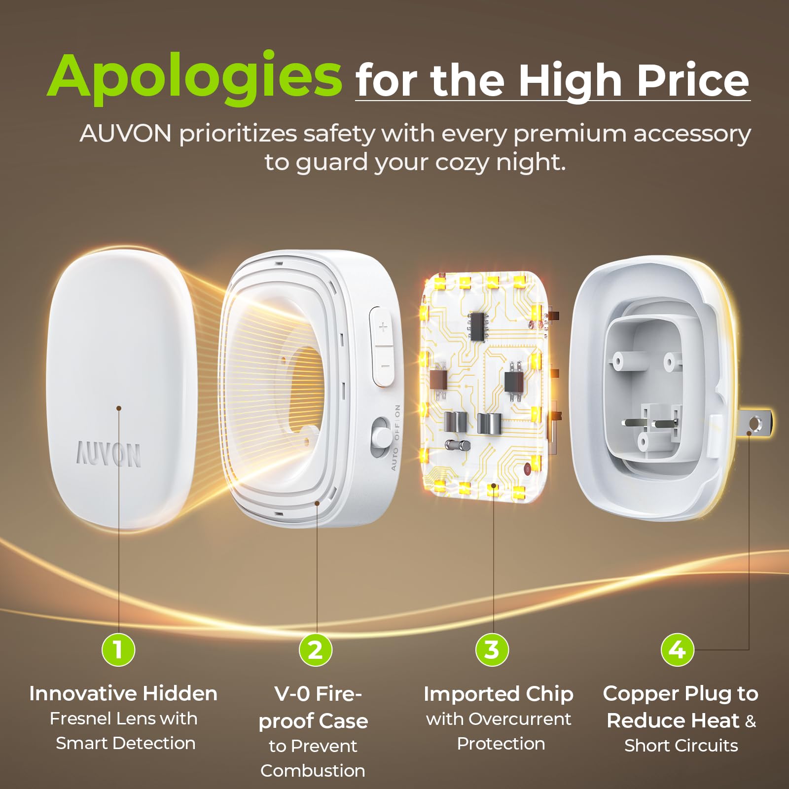 AUVON compact design leaves the second outlet free for other devices.