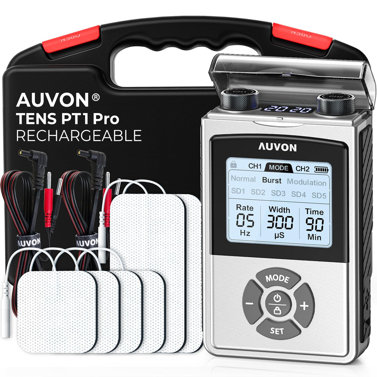 AUVON PT1 Pro tens unit compact design for at home muscle relief