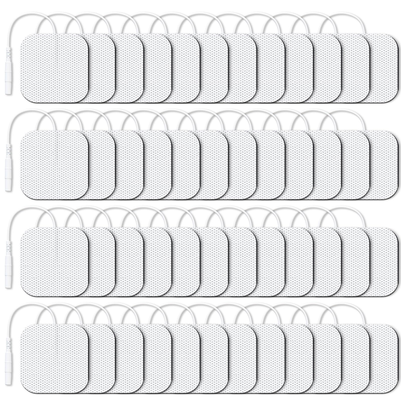 AUVON TENS pads 2x2 inch close-up showing strong self-adhesion for stable wear.