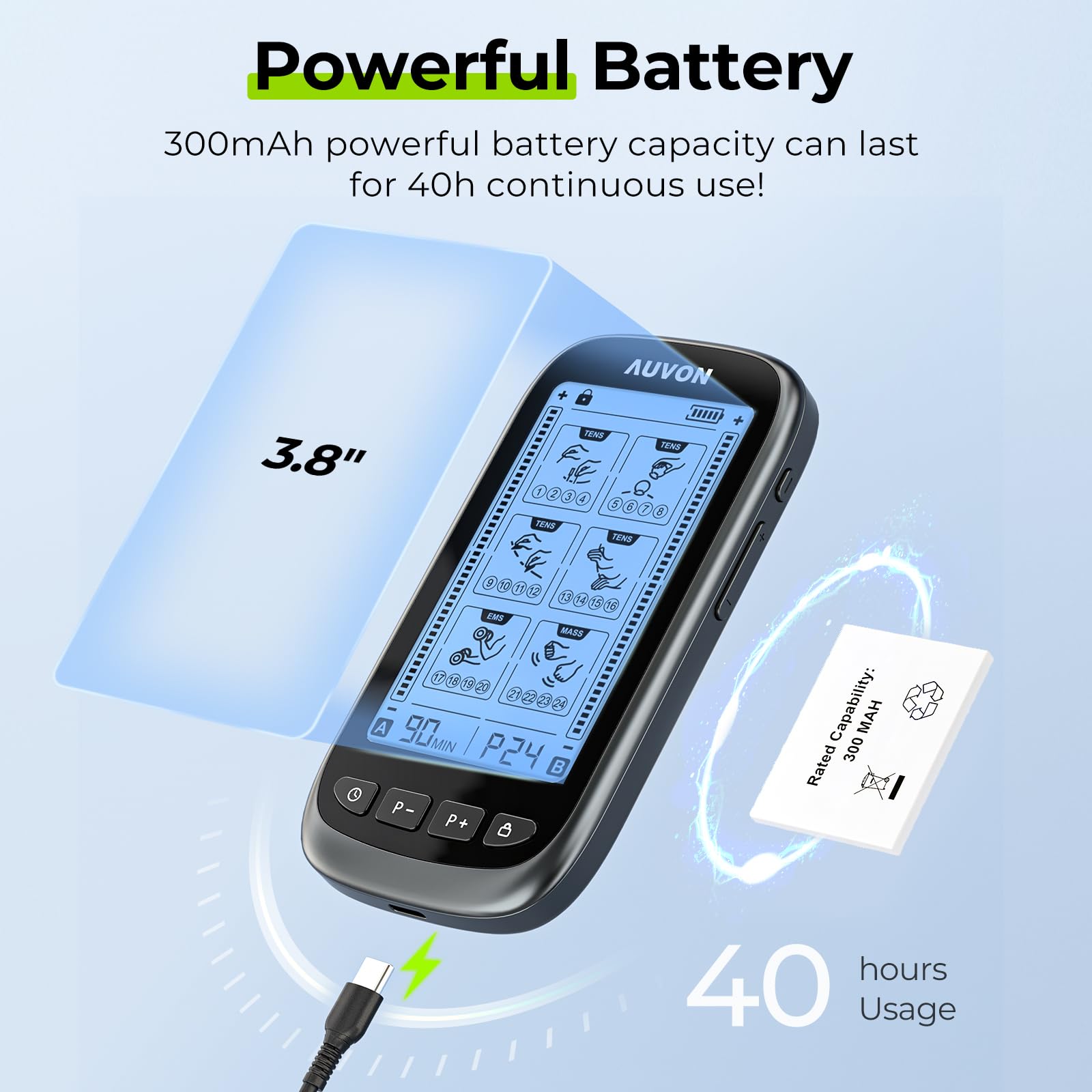 AUVON Type-C charging cable ensures easy charging anywhere.