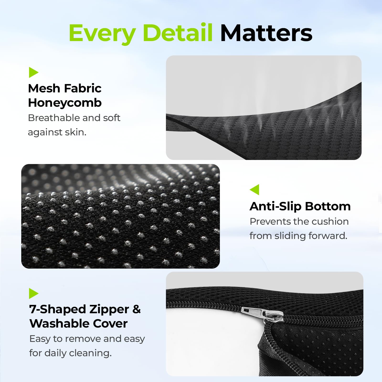AUVON removable cover with smooth zipper for easy cleaning