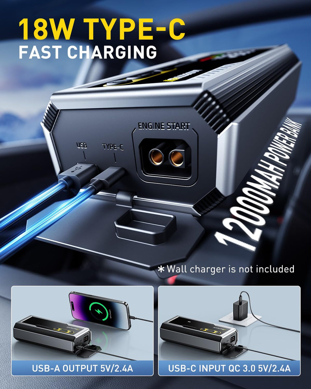 AUXITO 6000A portable jump starter for heavy-duty trucks and boats