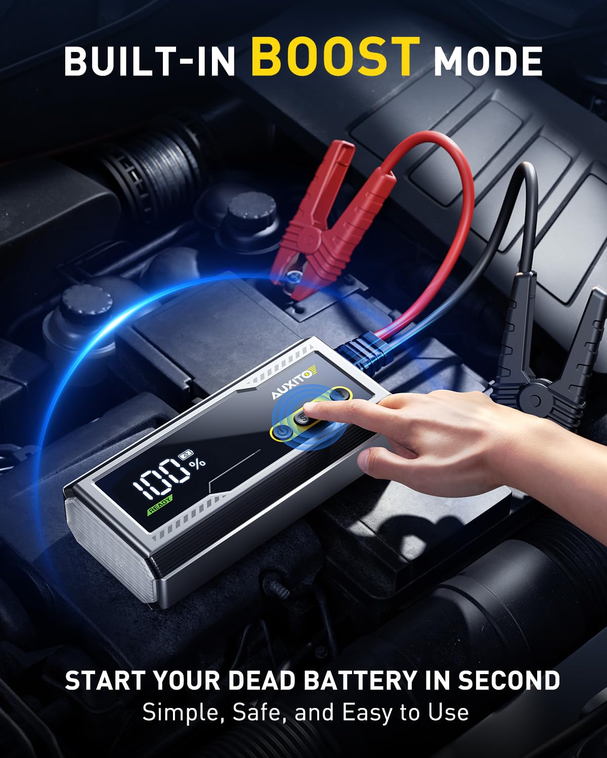 AUXITO 6000A unit with 3-mode flashlight ready for night repairs