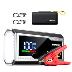 AUXITO 6000A jump starter front view with LED display for quick vehicle boost