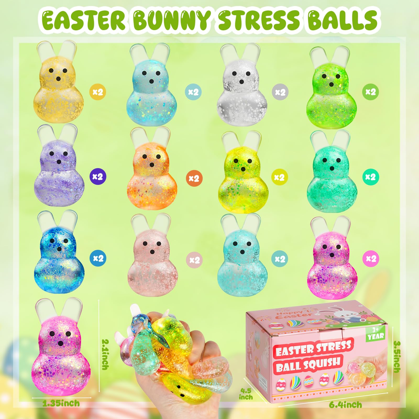AUZXMCN Easter bunny stress ball blue, ideal for pocket-friendly fidgeting during celebrations