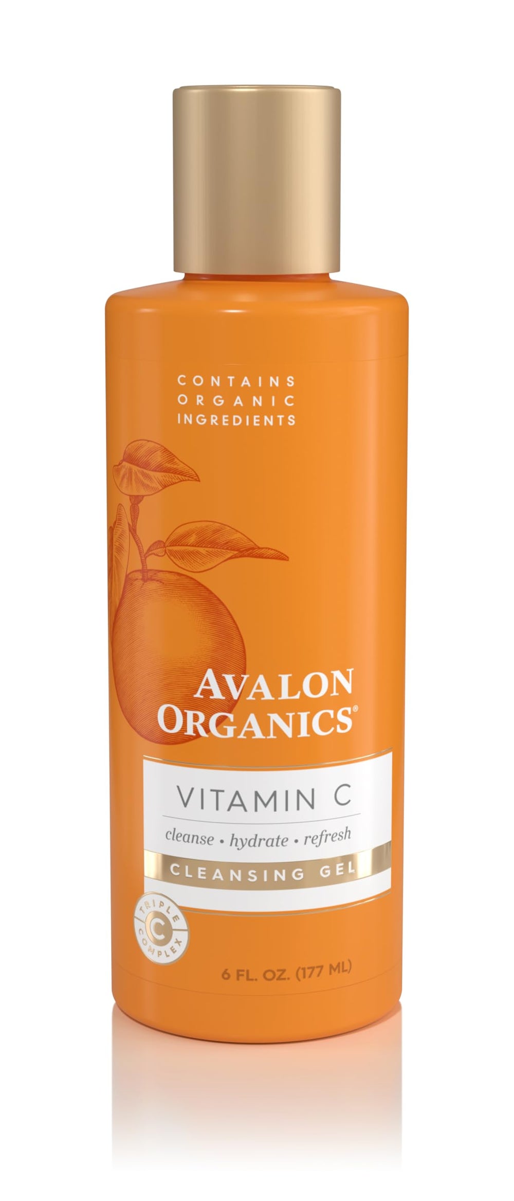 Avalon Organics vitamin C cleansing gel bottle for gentle cleansing and hydration.