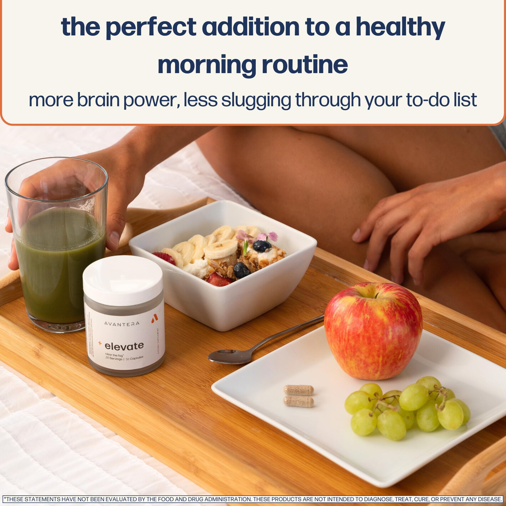 Avantera Elevate label detail highlighting clean ingredients for steady energy