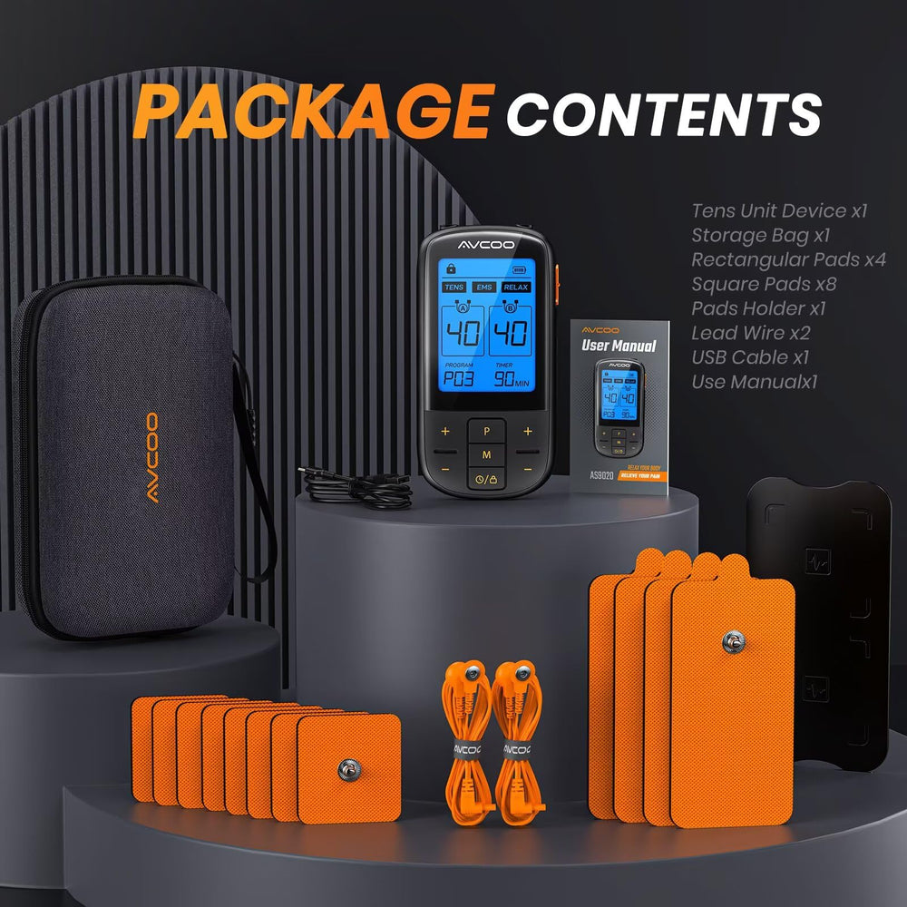 AVCOO complete kit includes case, pads, leads and USB charger
