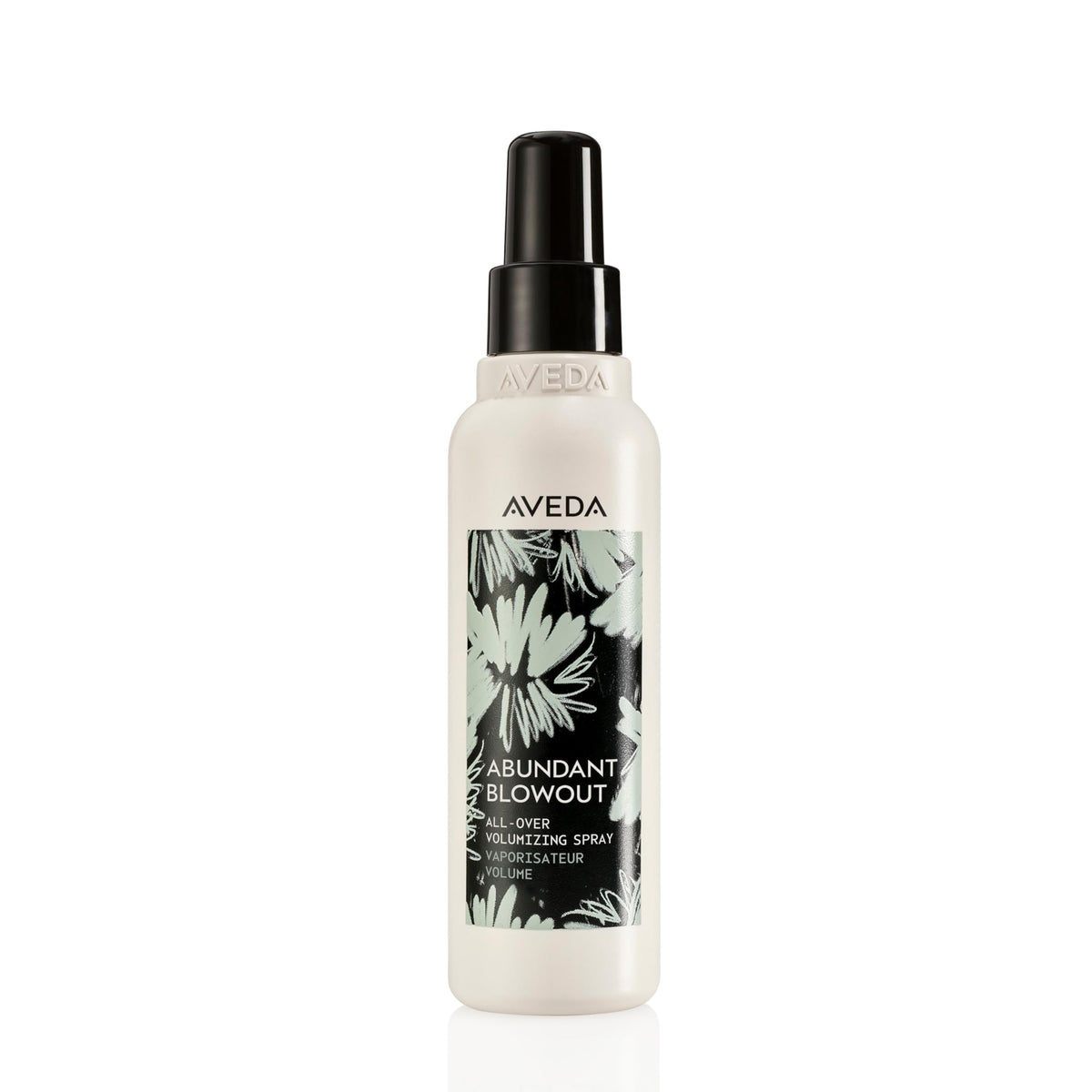 Aveda Abundant Blowout bottle dispense showing even coverage for instant lift.