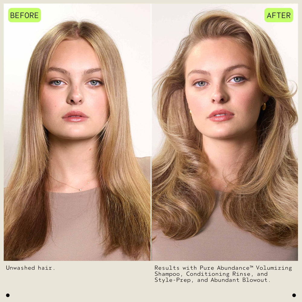Aveda Abundant Blowout hair spray application for effortless styling and volume.