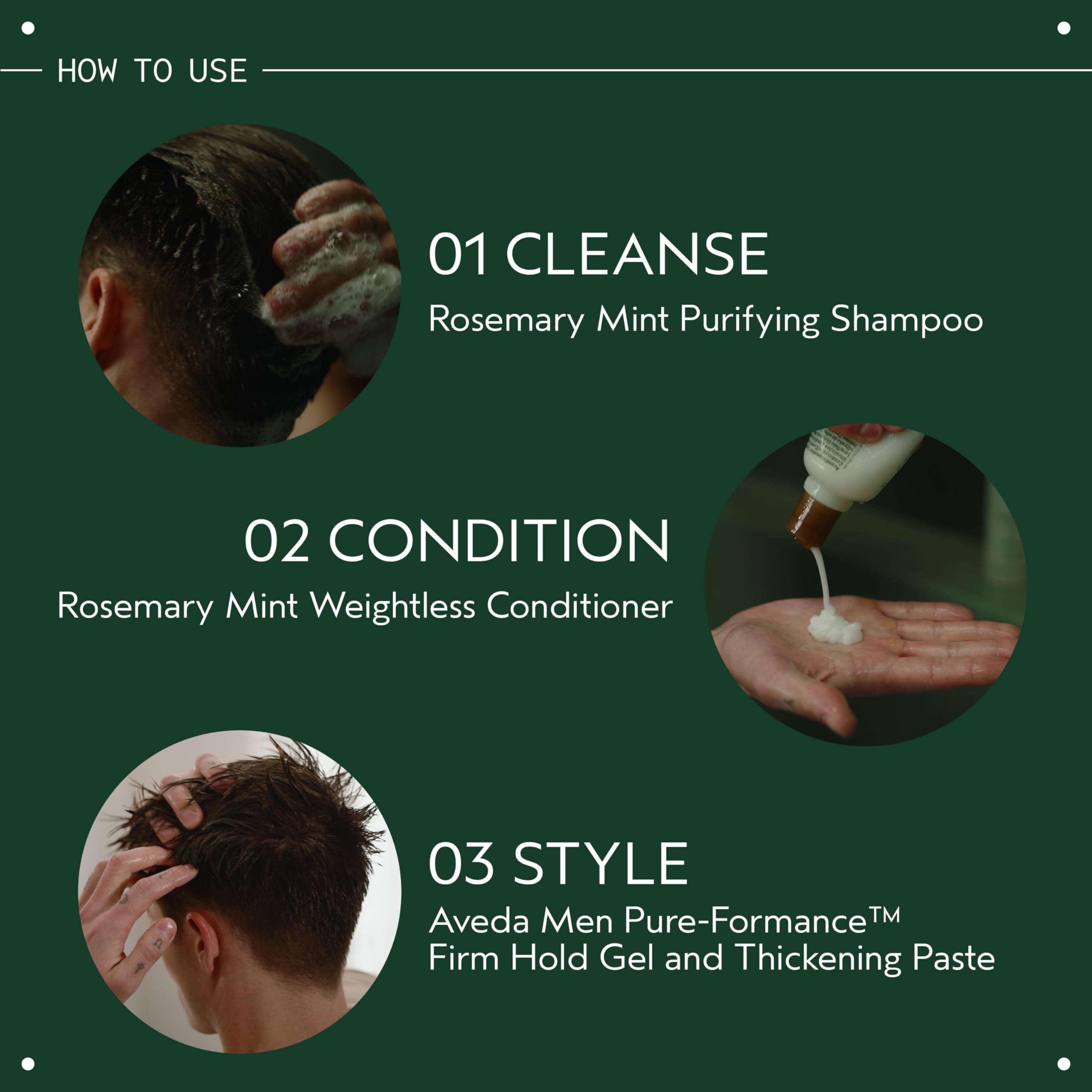 Aveda Rosemary Mint Purifying Shampoo label highlights naturally derived ingredients.