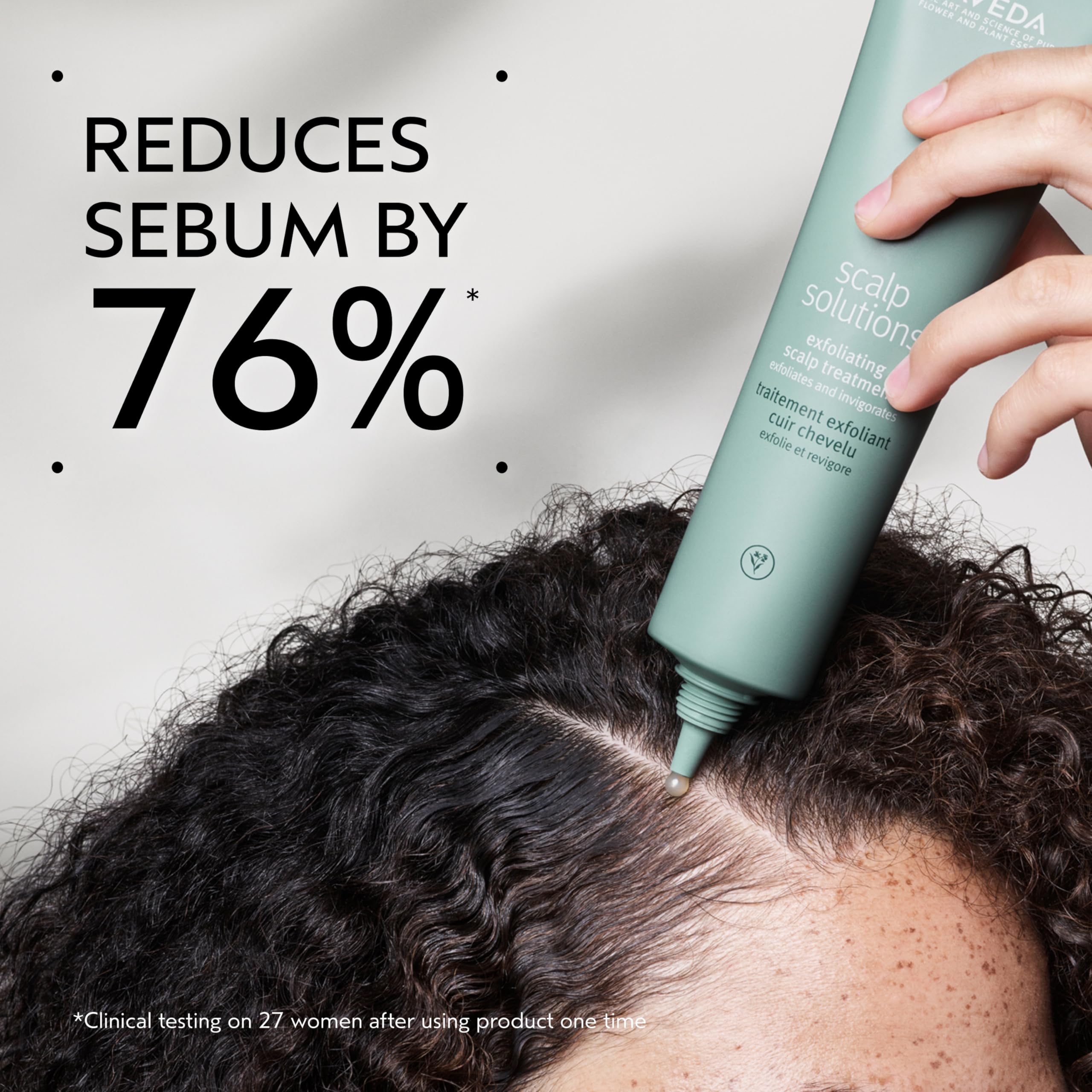 Aveda Scalp Solutions Exfoliating Scalp Treatment gel texture highlighting gentle exfoliation.